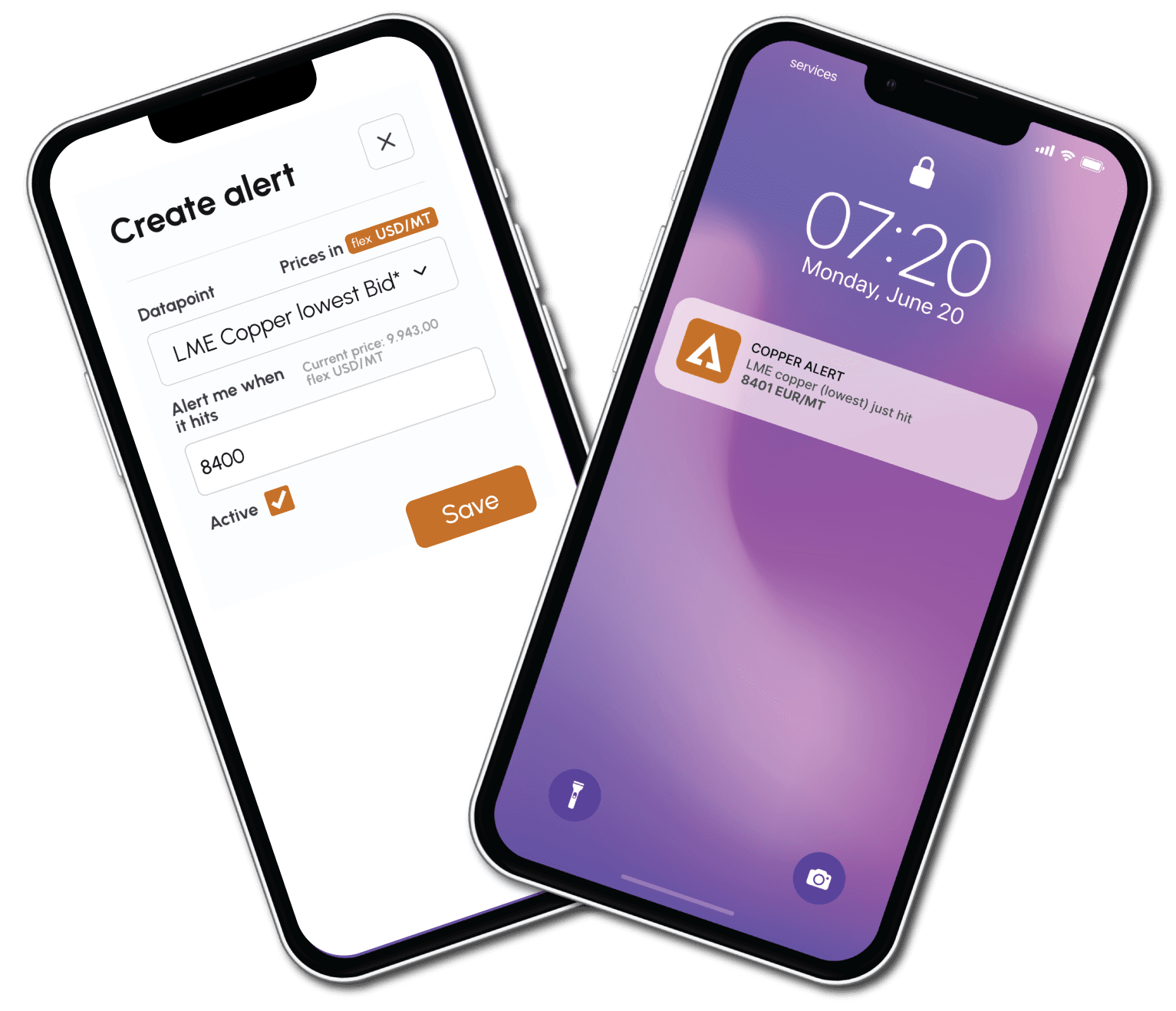 Set and get alerts about LME prices on your mobile